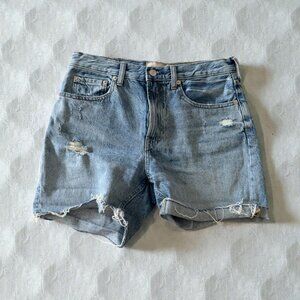EVERLANE Light Wash Distressed The Denim Short Size 26